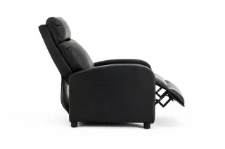 Fotoliu recliner din piele ecologică, spatar rabatabil si suport picioare extensibil, Negru - imagine 20