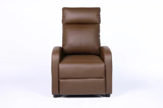 Fotoliu recliner din piele ecologică, spatar rabatabil si suport picioare extensibil, Kaki - imagine 3