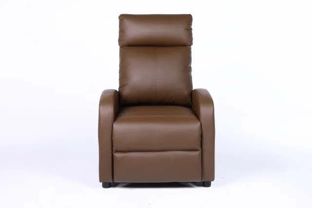 Fotoliu recliner din piele ecologică, spatar rabatabil si suport picioare extensibil, Kaki - imagine 3