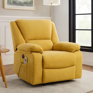 Fotoliu cu Masaj și Încălzire, Recliner Electric, Galben - imagine 8
