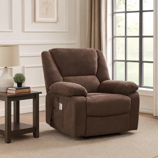 Fotoliu cu Masaj și Încălzire, Recliner Electric, Maro - imagine 2
