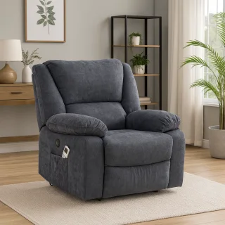 Fotoliu cu Masaj și Încălzire, Recliner Electric, Gri Inchis - imagine 2