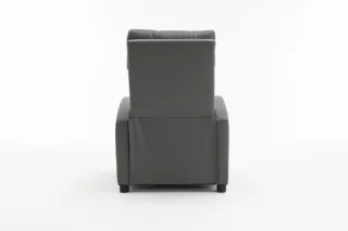 Fotoliu recliner din piele ecologică, spatar rabatabil si suport picioare extensibil, Gri - imagine 7