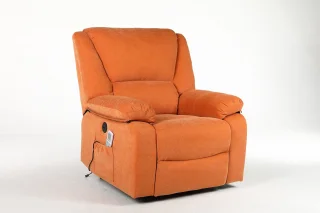 Fotoliu cu Masaj și Încălzire, Recliner Electric, Portocaliu - imagine 13