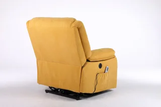 Fotoliu cu Masaj și Încălzire, Recliner Electric, Galben - imagine 6