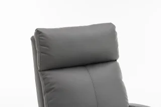Fotoliu recliner din piele ecologică, spatar rabatabil si suport picioare extensibil, Gri - imagine 8