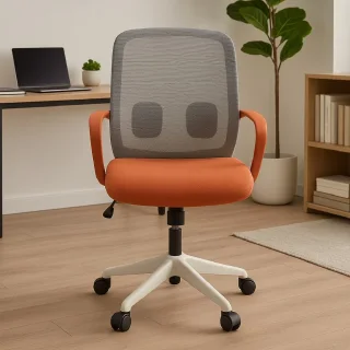 Scaun Birou Ergonomic Design Modern, Gri-Portocaliu - imagine 3