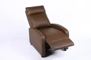 Fotoliu recliner din piele ecologică, spatar rabatabil si suport picioare extensibil, Kaki - imagine 18