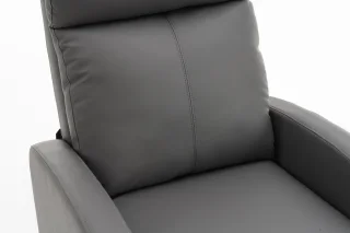 Fotoliu recliner din piele ecologică, spatar rabatabil si suport picioare extensibil, Gri - imagine 17