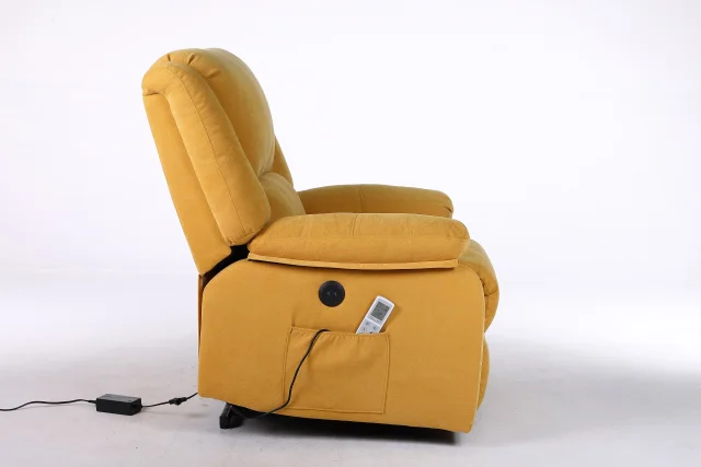 Fotoliu cu Masaj și Încălzire, Recliner Electric, Galben - imagine 3