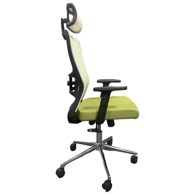 Scaun Birou Ergonomic cu Suport Cervical si Design Modern, Alb-Verde - imagine 3
