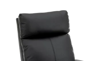 Fotoliu recliner din piele ecologică, spatar rabatabil si suport picioare extensibil, Negru - imagine 2