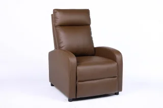 Fotoliu recliner din piele ecologică, spatar rabatabil si suport picioare extensibil, Kaki - imagine 4