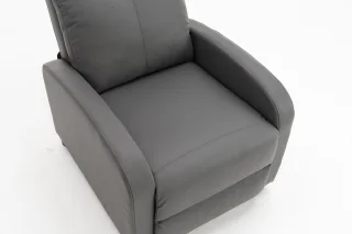 Fotoliu recliner din piele ecologică, spatar rabatabil si suport picioare extensibil, Gri - imagine 13
