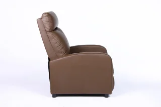 Fotoliu recliner din piele ecologică, spatar rabatabil si suport picioare extensibil, Kaki - imagine 12