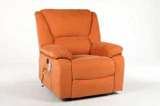 Fotoliu cu Masaj și Încălzire, Recliner Electric, Portocaliu - imagine 12
