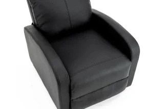 Fotoliu recliner din piele ecologică, spatar rabatabil si suport picioare extensibil, Negru - imagine 8