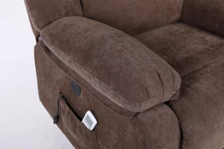 Fotoliu cu Masaj și Încălzire, Recliner Electric, Maro - imagine 9