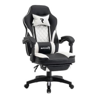 scaun gaming alb negru ergonomic