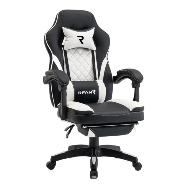 scaun gaming alb negru ergonomic