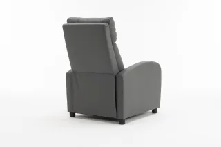 Fotoliu recliner din piele ecologică, spatar rabatabil si suport picioare extensibil, Gri - imagine 6