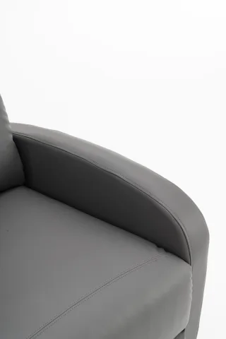 Fotoliu recliner din piele ecologică, spatar rabatabil si suport picioare extensibil, Gri - imagine 9