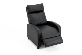 Fotoliu recliner din piele ecologică, spatar rabatabil si suport picioare extensibil, Negru - imagine 14