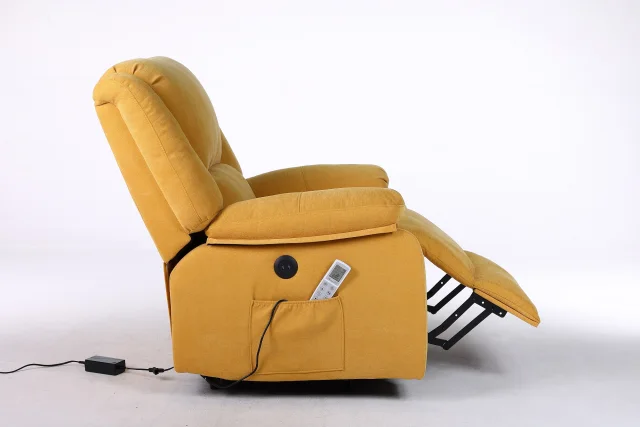 Fotoliu cu Masaj și Încălzire, Recliner Electric, Galben - imagine 2