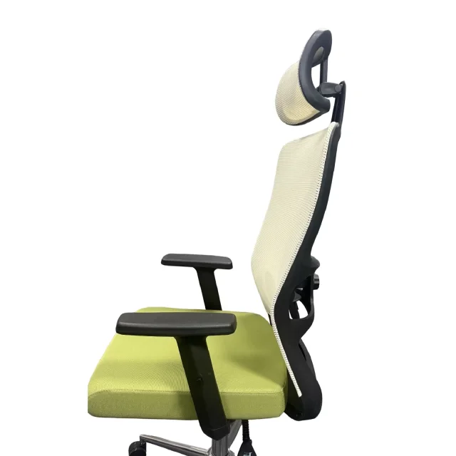 Scaun Birou Ergonomic cu Suport Cervical si Design Modern, Alb-Verde - imagine 2
