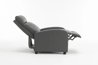 Fotoliu recliner din piele ecologică, spatar rabatabil si suport picioare extensibil, Gri - imagine 5