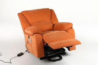 Fotoliu cu Masaj și Încălzire, Recliner Electric, Portocaliu - imagine 3