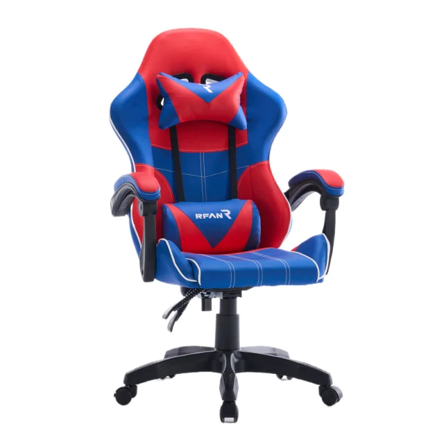 scaun de gaming albastru rosu