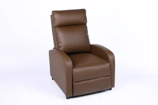 Fotoliu recliner din piele ecologică, spatar rabatabil si suport picioare extensibil, Kaki - imagine 5