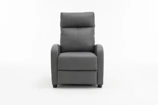 Fotoliu recliner din piele ecologică, spatar rabatabil si suport picioare extensibil, Gri - imagine 18