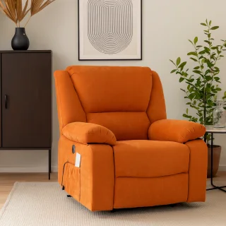 Fotoliu cu Masaj și Încălzire, Recliner Electric, Portocaliu - imagine 2