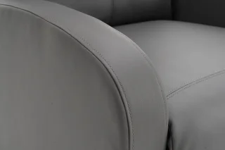 Fotoliu recliner din piele ecologică, spatar rabatabil si suport picioare extensibil, Gri - imagine 10