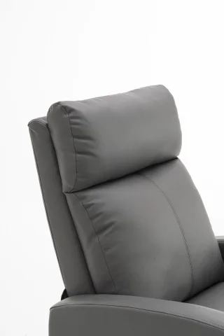 Fotoliu recliner din piele ecologică, spatar rabatabil si suport picioare extensibil, Gri - imagine 14