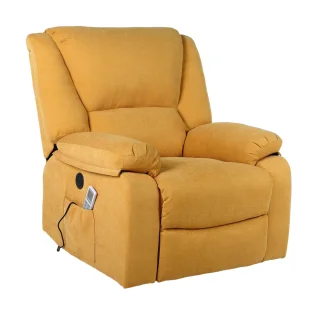 Fotoliu cu Masaj și Încălzire, Recliner Electric, Galben