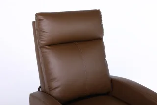 Fotoliu recliner din piele ecologică, spatar rabatabil si suport picioare extensibil, Kaki - imagine 6