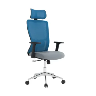 Scaun Birou Ergonomic cu Suport Cervical si Design Modern, Albastru-Gri
