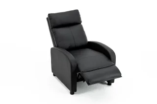 Fotoliu recliner din piele ecologică, spatar rabatabil si suport picioare extensibil, Negru - imagine 15