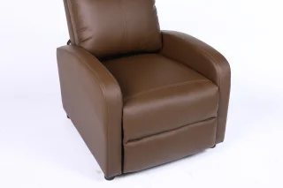 Fotoliu recliner din piele ecologică, spatar rabatabil si suport picioare extensibil, Kaki - imagine 8