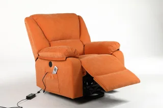 Fotoliu cu Masaj și Încălzire, Recliner Electric, Portocaliu - imagine 6