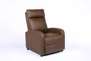Fotoliu recliner din piele ecologică, spatar rabatabil si suport picioare extensibil, Kaki - imagine 11