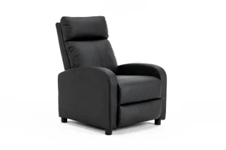 Fotoliu recliner din piele ecologică, spatar rabatabil si suport picioare extensibil, Negru - imagine 18