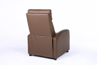 Fotoliu recliner din piele ecologică, spatar rabatabil si suport picioare extensibil, Kaki - imagine 13