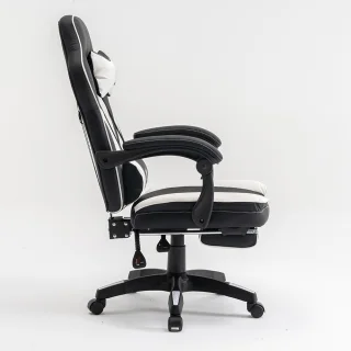 scaun gaming alb negru ergonomic
