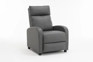 Fotoliu recliner din piele ecologică, spatar rabatabil si suport picioare extensibil, Gri - imagine 19