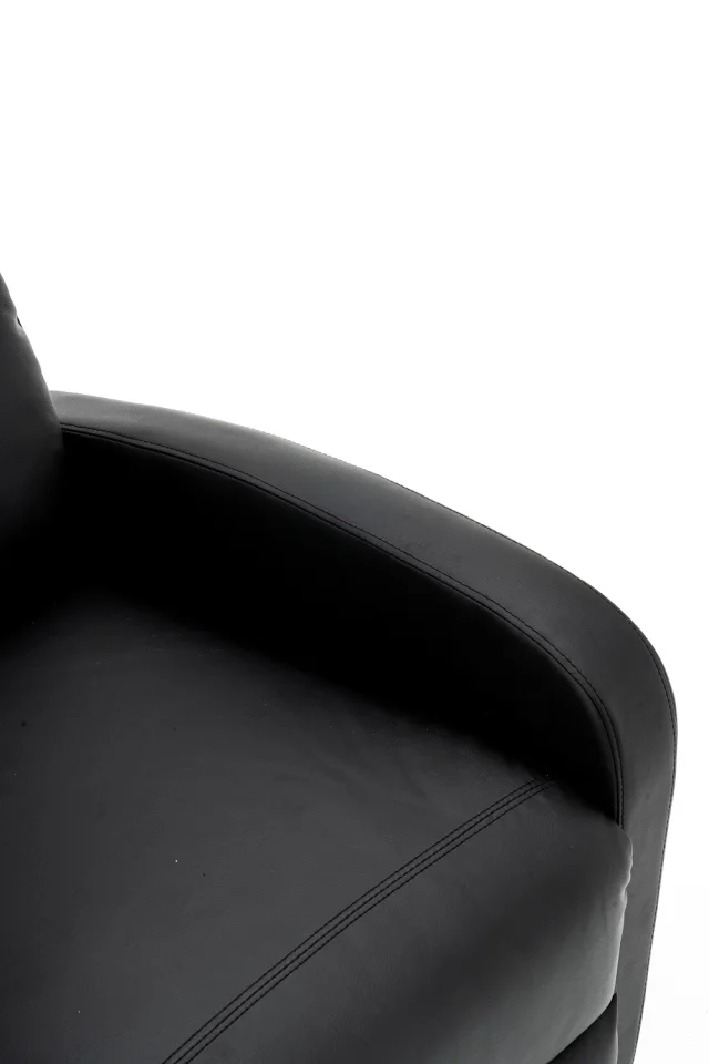 Fotoliu recliner din piele ecologică, spatar rabatabil si suport picioare extensibil, Negru - imagine 3