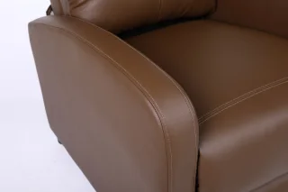 Fotoliu recliner din piele ecologică, spatar rabatabil si suport picioare extensibil, Kaki - imagine 9